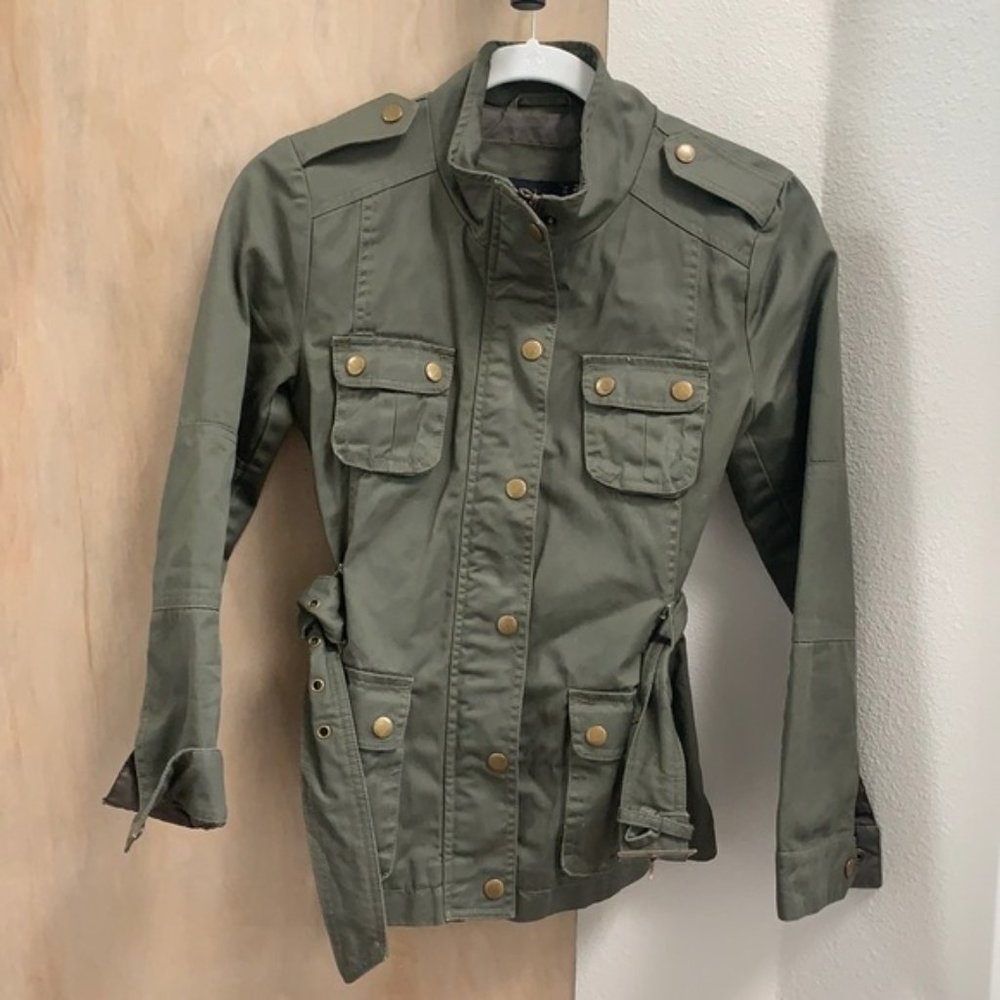 ASOS Petite Exclusive Belted Wax Jacket Khaki US 1